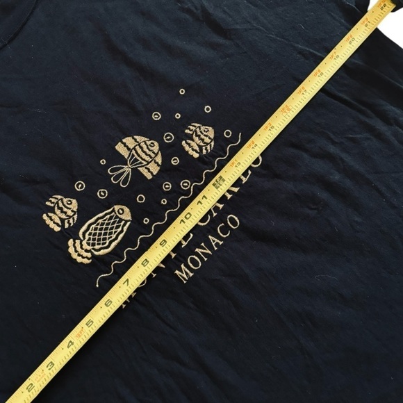 MONTE CARLO MONACO FISH BLACK T-SHIRT + GOLD EMBROIDERY, SIZE XL - Picture 6 of 8